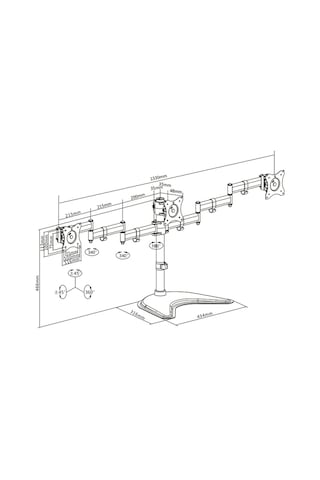 Digitus DA-90402 13"-27" 3 X 8 KG (Maks.) Ayaklı Üçlü Monitör Kolu Siyah