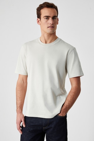 Grımelange Solo Erkek %100 Organik Pamuklu Kalın Dokulu Comfort Fit Bisiklet Yakalı Açık Bej T-shirt Açık Bej