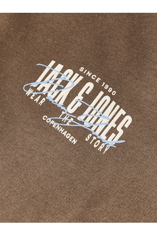 Jack&jones Erkek Göğüs Baskılı Bisiklet Yaka Uzun Kollu Sweatshirt - Aero - 12298492 Cocoa-small Print-1274740