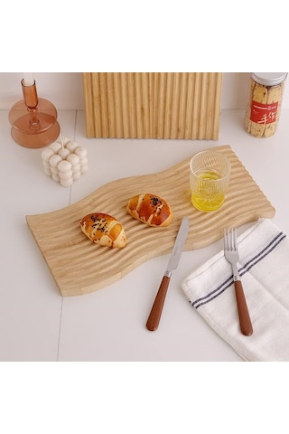 Morponi Dekoratif Bambu Kesme Tahtası, Mutfak / Raf / Ev Dekoru İçin Bambu Sunumluk Bambu