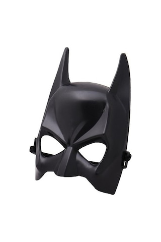 Siyah Renk Çocuk Boy Arkadan Lastikli Batman Maskesi Yarasa Adam
