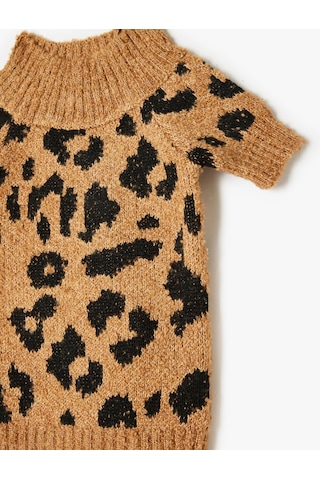 Koton Köpek Kazağı Leopar Desenli Dik Yaka Kahverengi Desenli 5wal90122ht KAHVERENGİ DESENLİ