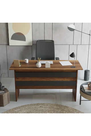 Robin Home Verona Ofis Çalışma Masası Ve 3 Çekmeceli Keson Takım Meşe-siyah Kahverengi