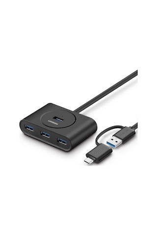 Ugreen Usb A/usb C To 4 Port Usb 3.0 Hub Çoklayıcı Siyah 1 Metre, 40850