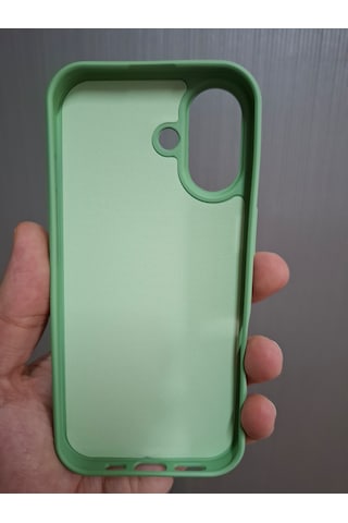 Apple Uyumlu iPhone 17 Logolu İçi Kadife Silikon Lansman Kılıf Açık Yeşil