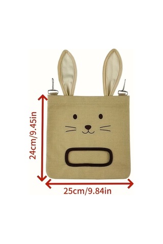 Fochsia Büyük Boy Kulaklı Asılı Kuru Ot Çantası Siyah - Tavşan, Ginepig, Sürüngen İçin Dayanıklı Yemlik