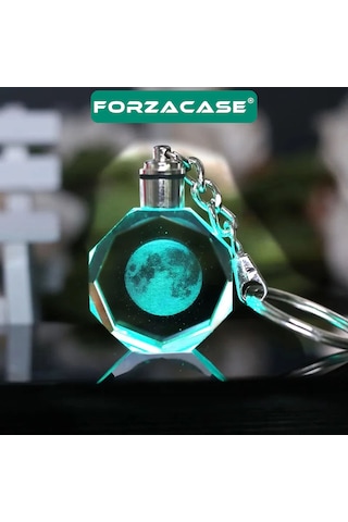 3d Kristal Dolunay Tasarımlı Renkli Işıklı Anahtarlık - Fc960