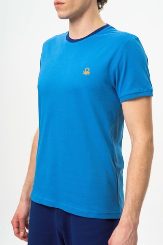 Benetton Bnt-m20461-23y Erkek T-shirt BNT-M20461-R1161 Mavi