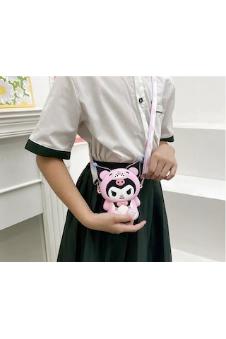 Snapbuy Silikon Mini Çocuk Çantası, Kuromi Tasarımlı, Çapraz Askılı Kuromi Pembe