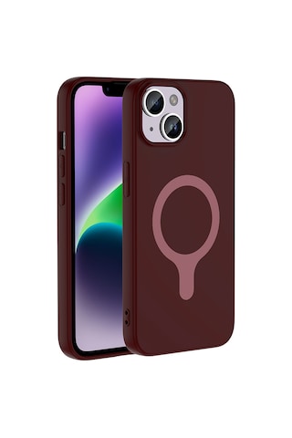 iPhone Uyumlu 14 Kılıf M-safe Şarj Özellikli Frm Aris Silikon Kapak - Mürdüm Çok Renkli