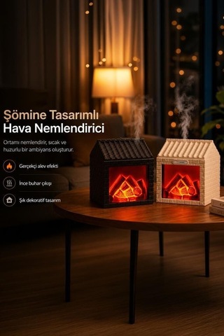 Özel Üretim H9 Şömine Efektli Sessiz Ultrasonik 200 Ml Nostalji Dekor Buharlar