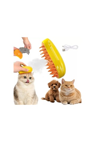 Geekyou Kedi Köpek Elektrikli Buharlı Fırça - 3'ü Bir Arada Tüy Temizleme, Masaj Ve Saç Bakımı Aracı Yeşil