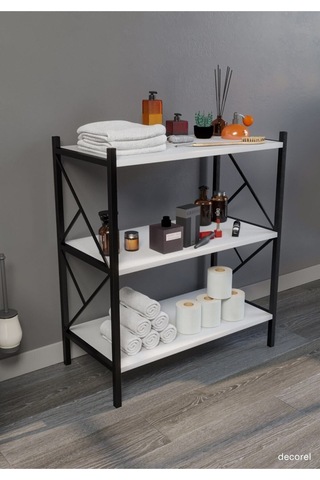 Morpanya Rose Banyo Düzenleyici Banyo Dolabı Çok Amaçlı Dolap 3 Katlı Metal Mutfak Düzenleyici Beyaz