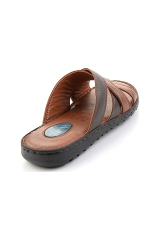 Taba Kahve Hakiki Deri Erkek Terlik E04437182803 Taba