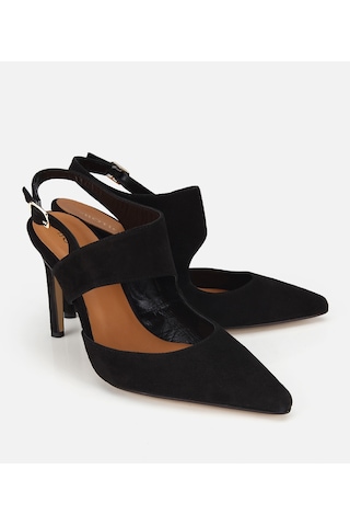 Hotiç Kadın Süet Deri Siyah Arkası Açık Stiletto 01ayh321950a100 01ayh321950a100