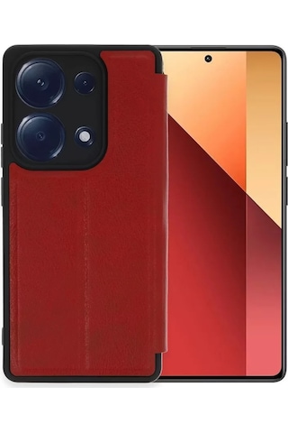 Newface Xiaomi Redmi Note 13 Pro 4g Kılıf Flip Cover - Kırmızı Resimdeki