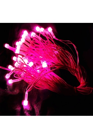 Yılbaşı Aydınlatması 10 Metre 220 Vold Sabit Aydınlatma 38 Led Iş Pembe