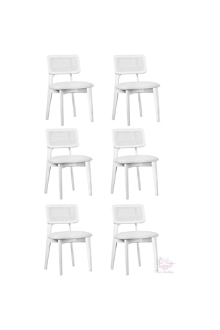 Kuzey Sandalye Ahşap Gürgen 6 Lı Set Cafe,restaurant,mutfak,salon,yemek Odası Sandalyesi Beyaz