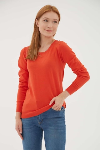 Fashion Friends Kadın U Yaka Kazak 25k0779k1 Kiremit