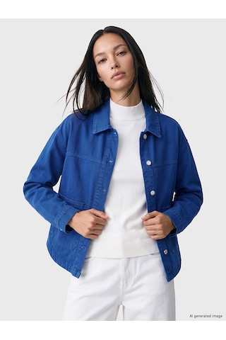 Lcw Vision Mavi Oversize Kadın Jean Gömlek