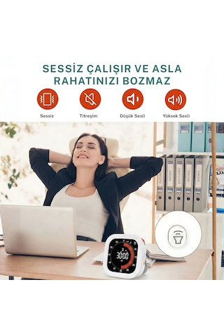 Npo Npt32b Analog Görünümlü Dijital Kronometre Pomodoro Motivasyon Saati Beyaz - siyah