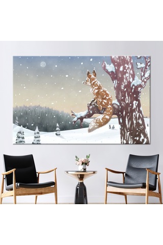 80x110cm 1 Parça Kanvas Tablo, Tilki Baskılı, Soyut Hayvanlar