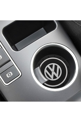 Silikon Bardaklık Altlığı 2 Li Set Araç Içi Bardak Altlığı Aksesuar Vw Logolu 72mm Siyah