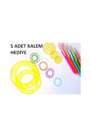 Sihirli Daire Şablon Cetvel Seti 5 Adet Kalem Çok Renkli