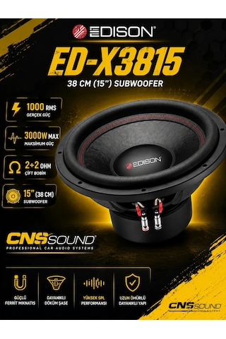 Edison Ed-x3815 38 Cm 1000 Rms 3000w 2+2 Ohm Oto Bass Subwoofer