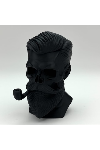 Erkek Saçlı Sakallı Kuru Kafa Biblo Dekoratif Masa Üstü Obje