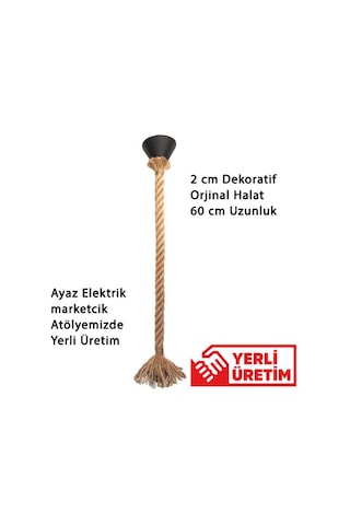 Dekoratif Jut Halat Sarkıt Tesisat Avize 60 Cm Boy E27 Duylu