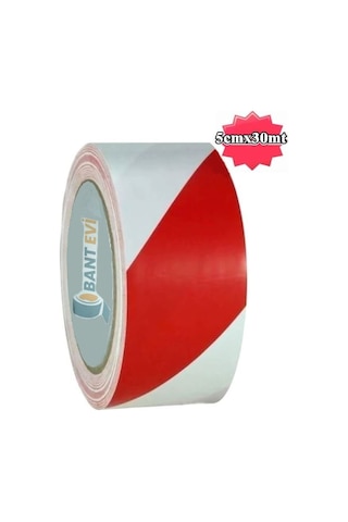 Yer Işaretleme Bandı Kırmızı Beyaz 50Mm X 30Metre