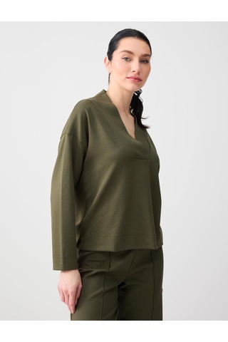 Jimmy Key Jimmy Key Haki Rahat Kesim V Yaka Modal Örme Sweatshirt 6sw235628312