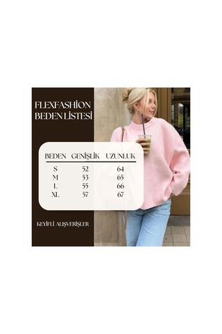 Flex Fashıon Bisiklet Yaka Pembe Oversize Triko Kadın Kazak Pnk - 730329404 Pnk - 730329404 Pnk