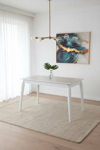Dfy102 Mdf Yemek Masası Modern Mutfak Masası 4-6 Kişilik Dekoratif Salon, Yemek Odası, Mutfak Masası Traverten - Beyaz