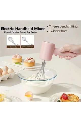 Jialan Taşınabilir Elektrikli Yumurta Çırpıcı Ve Mikser - Usb Pembe