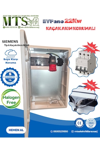 22 Kw 5 32 Tip A Siemens Kaçak Akım Roleli 60 40 20 Cm İp66 Abs Taşınabilir Elektrikli Araç Şarj Cihazı Kombinasyon Panosu Dış Ortama Uygun Halogen Free 22kw 22.0 KW