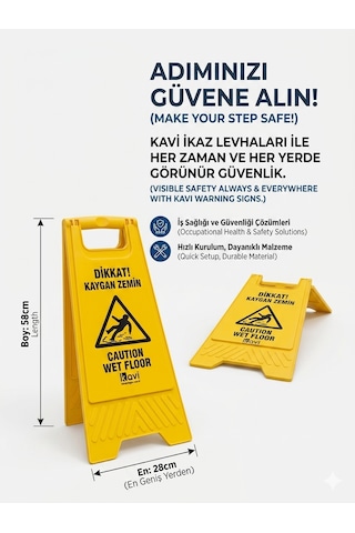 Kaygan Zemin Levhası Dikkat Uyarı Tabelası Islak Zemin Güvenlik Levhası