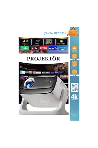 Projeksiyon 4k Ultra Hd Ev Ofis Fuar Toplantı Sunumları Sinema Oyun Android Wifi Bluetooth Projektör