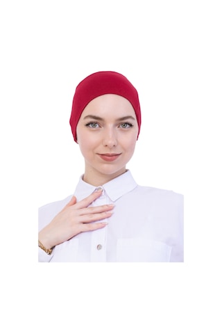 Modish Group Pratik Bone Pamuklu Tesettür İç Bone, Başörtüsü İçin Hazır Viskon Şapka, Namaz Günlük Kullanım İçin Kırmızı