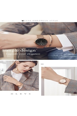 Novahub İnce Kadran Su Geçirmez Kadın Saati - Siyah Paslanmaz Çelik - Bayan İzle Saat Siyah