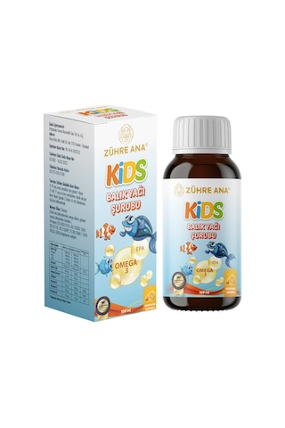 Zühre Ana Kids Çocuklar için - Omega 3 Balık Yağı Şurubu Vitamin Katkılı ve Portakallı 150 ML