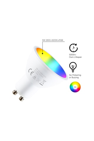 Akıllı Plafonyer Led Wifi Kapalı Kablosuz Spot 2800k-6200k Rgb Renkli Beyaz