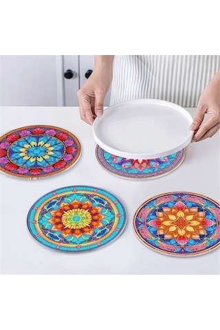 Flybuy Adet Dıy Elmas Sanat Boyama Masa Örtüsü, Masa Dekoru, 19,5x19,5 Cm, 5d Dıy Set Diğer