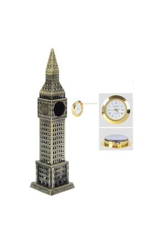 Vintage Metal İngiltere London Big Ben Saat Kulesi Antik Bronz 23 Cm