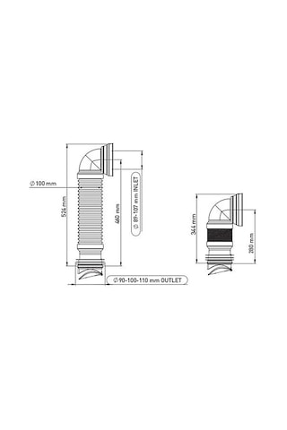 İzyapı Dirsekli Çekvalfli Körüklü Klozet Gider Borusu Kada Beyaz