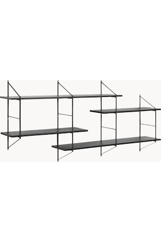 Belfast Metal Ahşap Duvar Rafı Siyah Ahşap