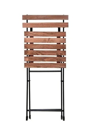 Katlanır Metal Ayaklı Ahşap Sandalye Kamp Bahçe Balkon Sandalyesi Siyah
