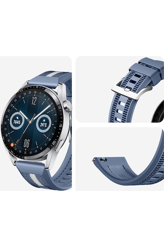 Huawei Watch Gt3 Pro Gt3 Gt2 46mm Sportstripe Örgü Desen Metal Tokalı Silikon Akıllı Saat Kordonu