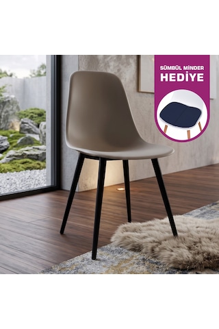 Vilinze Eames Siyah Ahşap Ayak Plastik Gri Sandalye Eames-beyaz Gri - Siyah